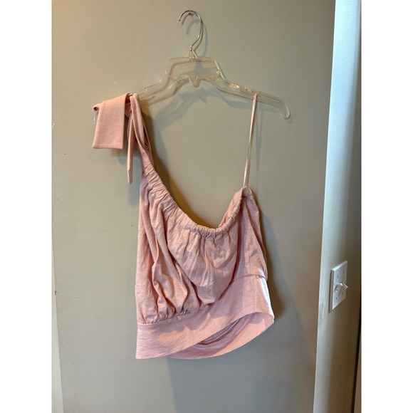 Express Womens One Shoulder Tie Strap Blouson Top Light Pink Small NEW - Picture 3 of 8